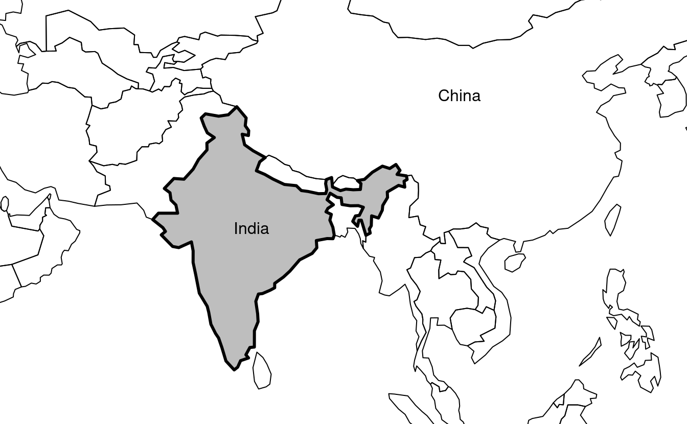 India en su contexto, mostrando el resultado del argumento expandBB.