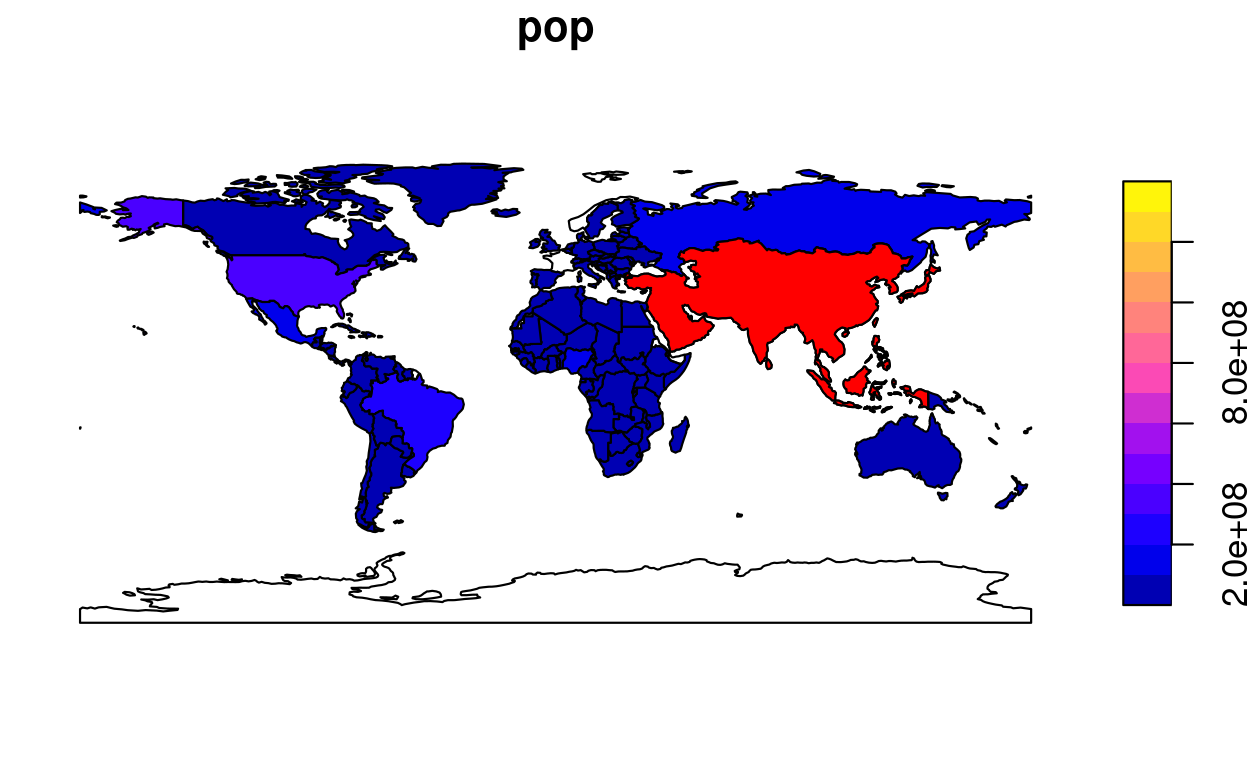 A plot of Asia added as a layer on top of countries worldwide.