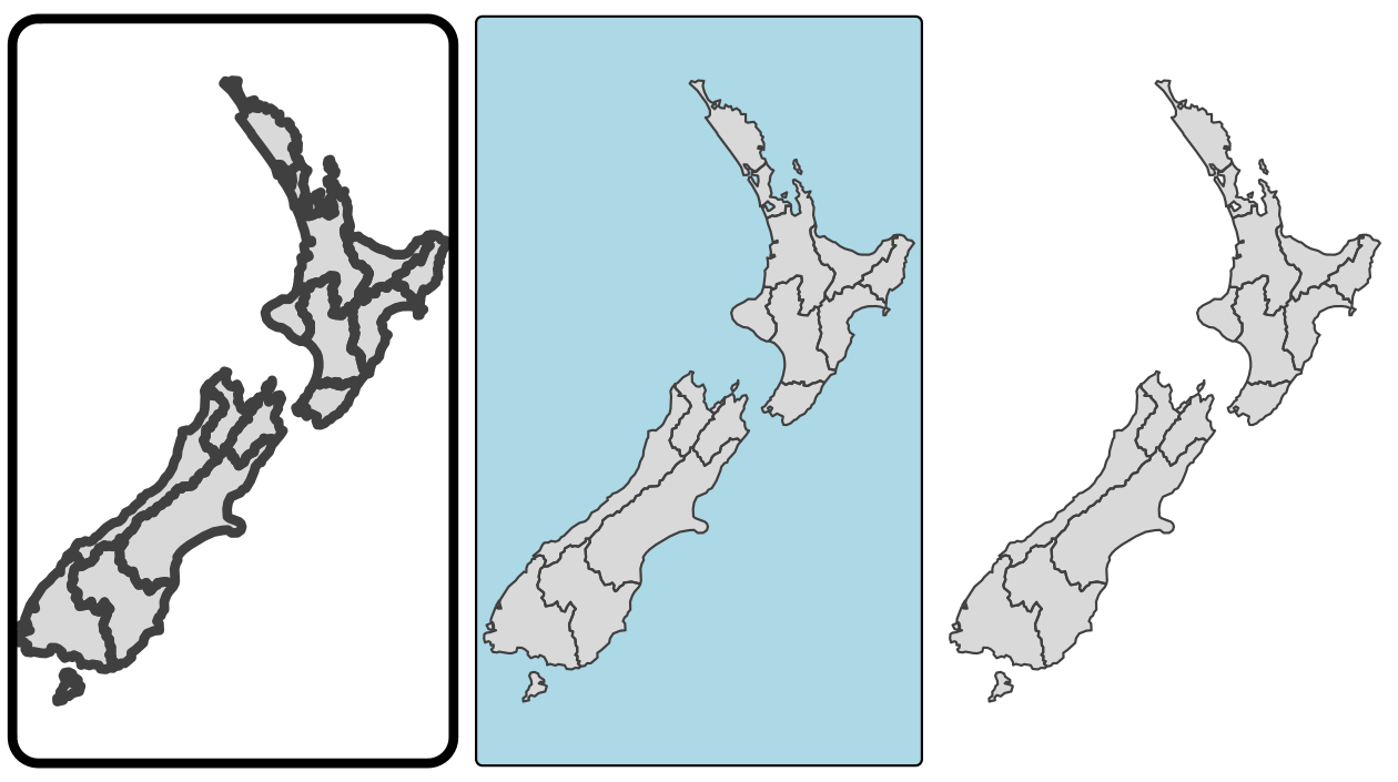 Layout options specified by (from left to right) scale, bg.color and frame arguments.