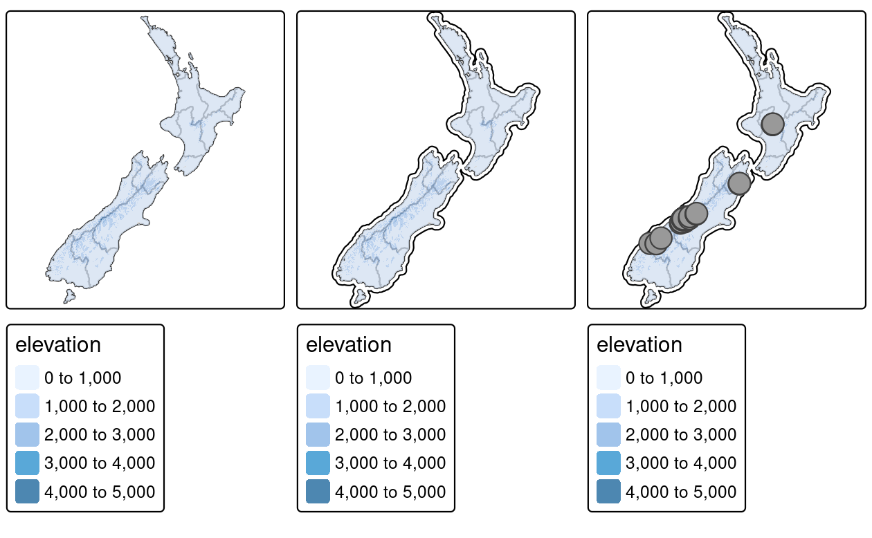 Maps with additional layers added to the final map of Figure 9.1.